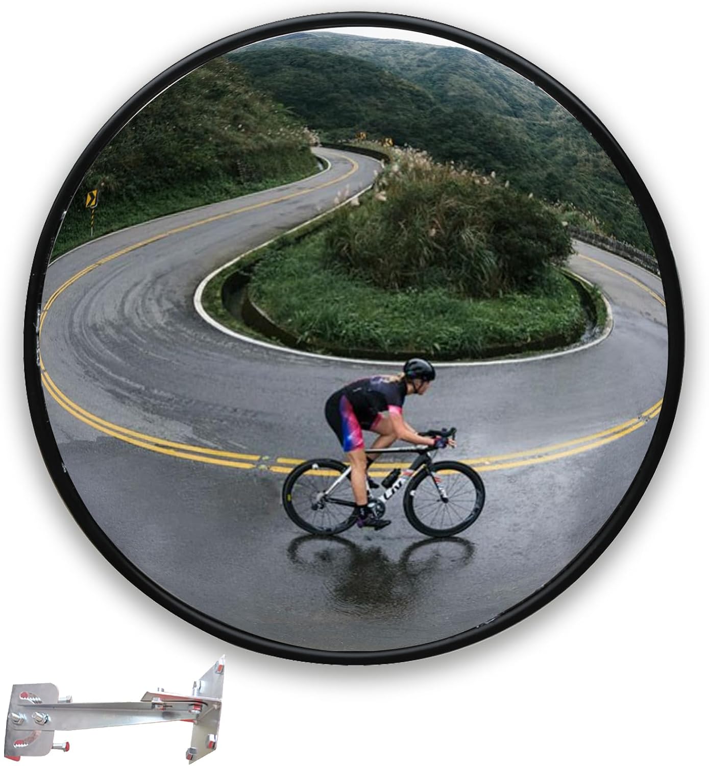 18 inch Black Security Mirror, Corner Security Blind Spot Mirror with Adjustable Wide Angle View for Garage,Warehouse,Parking Indoor Use