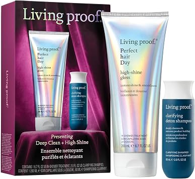 Living Proof Deep Clean + High Shine Limited Hair Gift Set | High-Shine Gloss + Travel Clarifying Detox Shampoo | Purify + Shine | Silicone Free