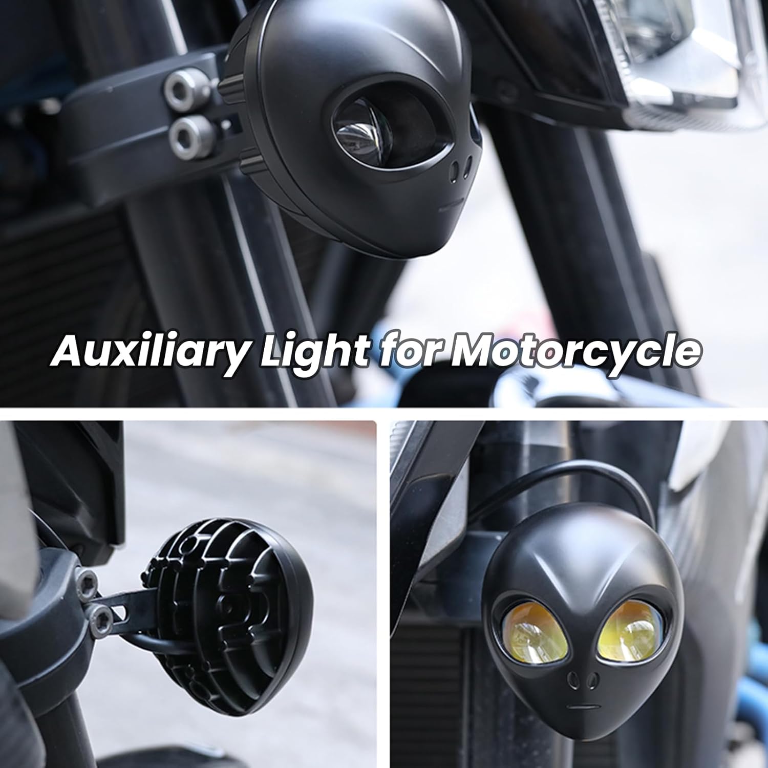 1PCS Alien-Style Motorcycle Auxiliary Lights, Motorcycle Healights Driving Light with High/Low Beam Mode, 30W DC12V-90V, ATV Led Lights, Led Spot Light for Truck ATV UTV Dirtbike Ebike