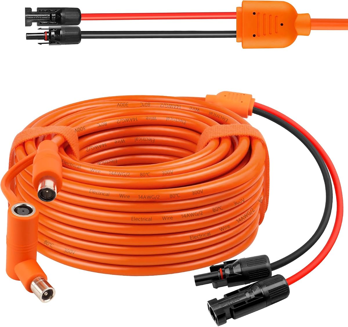 Solar to DC 8mm Charge Extension Cable 35FT,12AWG+14AWG Solar Cable with Solar Panel Connector to DC7909/8020 Compatible with Anker,GZ Yeti,BLUETT,Jackery Portable Power Station