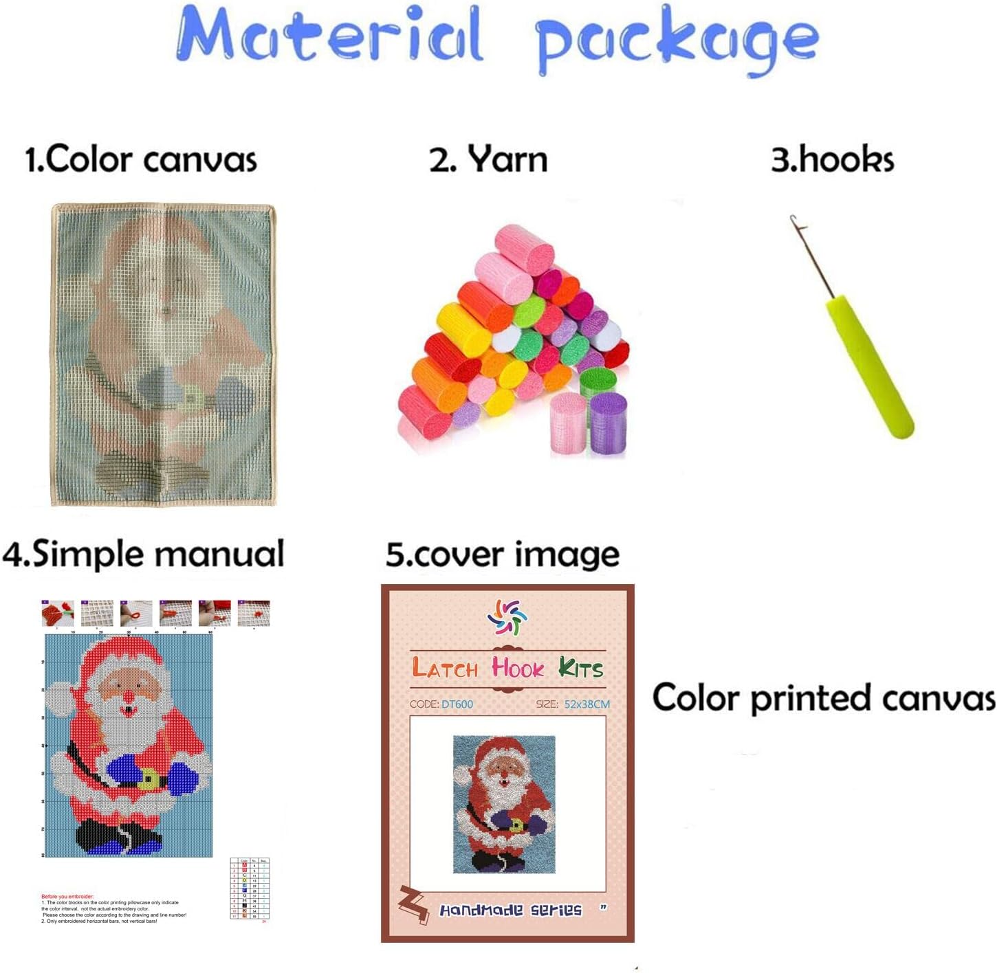 Latch Hook Rug Kit for Adults Green and White Monstera DIY Carpet Cushion with Printed Canvas Crochet Yarn Craft Hook and Latch Tapestry for Home Decoration Pets Warm Pads 52x38cm(1)