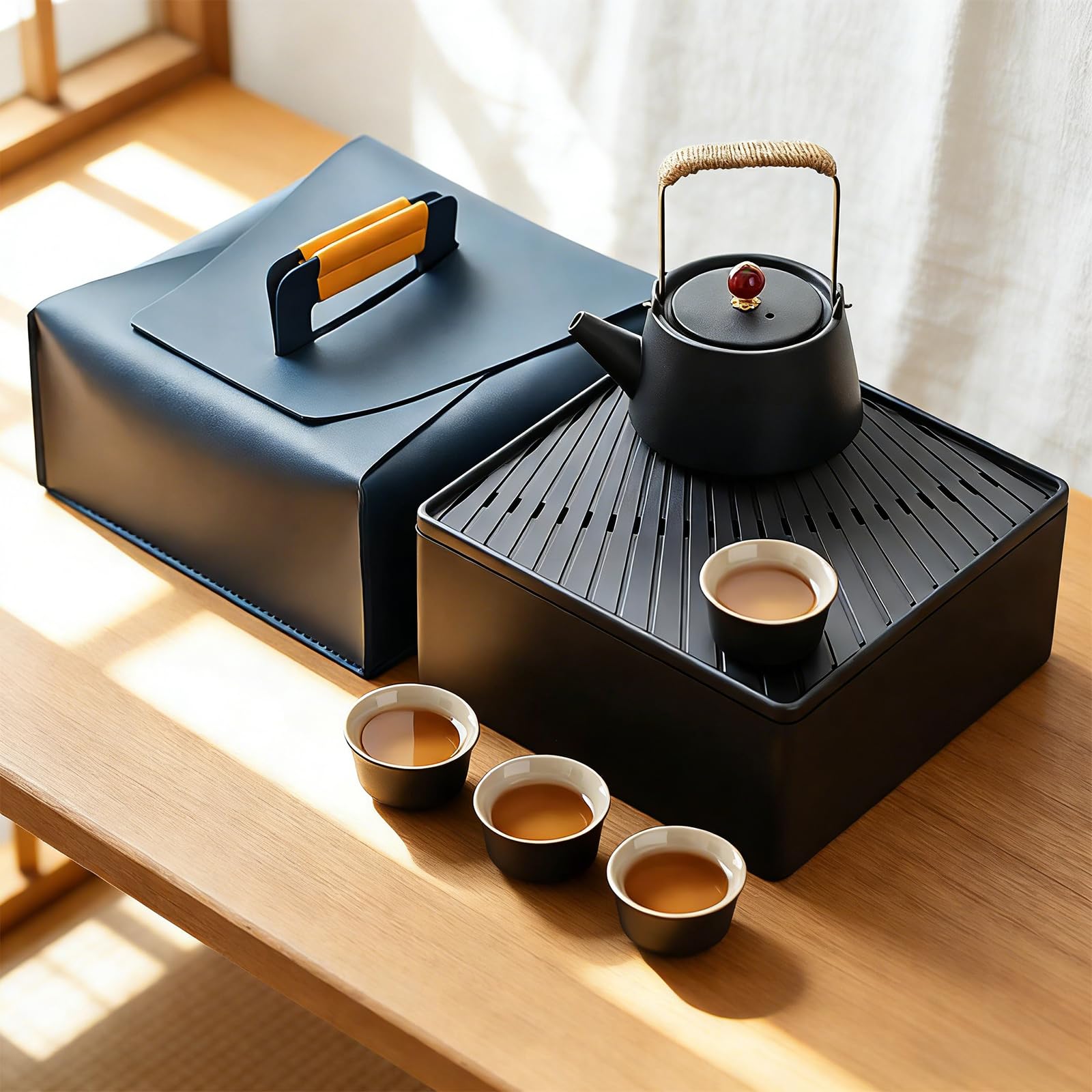 Chinese Tea Set, 7 Pcs Gongfu Teapot Set with 40ml Teacups for 4