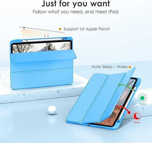 Miniatura 5 de DTTOCASE - Funda para iPad de 10. generación de 2022, 10.9, reverso transparente y marco de poliuretano termoplástico antigolpes (con portalápiz y