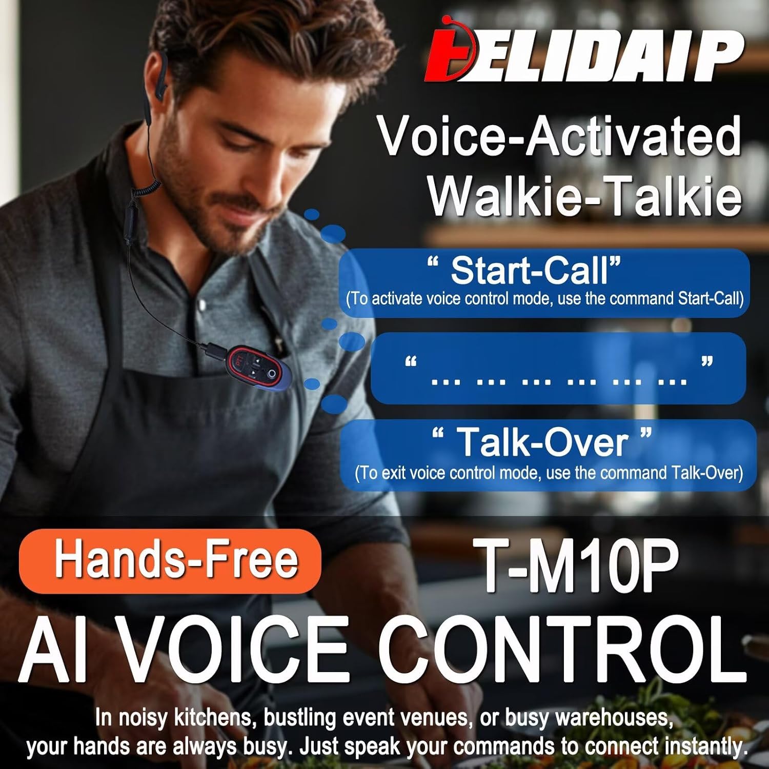 T-M10P Super Mini Walkie Talkies with Headset AI Voice Control, Hands-Free, Charging, 16 Channels, 40g,One-Touch Pairing for Restaurant, Hotel, Security, Warehouse,Events,Outdoor(2 Pack)