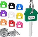 Uniclife 10 Pcs Key Covers Caps, 1" Key Identifiers with Labels, Soft Stretchy Key Covers for House Key, Cute Key Head Protectors for Standard Keys (Not for Odd-Shaped Keys), 10 Colors