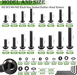 mxuteuk 2040PCS Metric Screws Nuts and Bolts Assortment Kit,Metric Machine Screws and Nuts,M2 M3 M4 M5 M6 Black Hex Socket Button Head & Cross Slotted Round Head Screw Nut and Bolts Kit