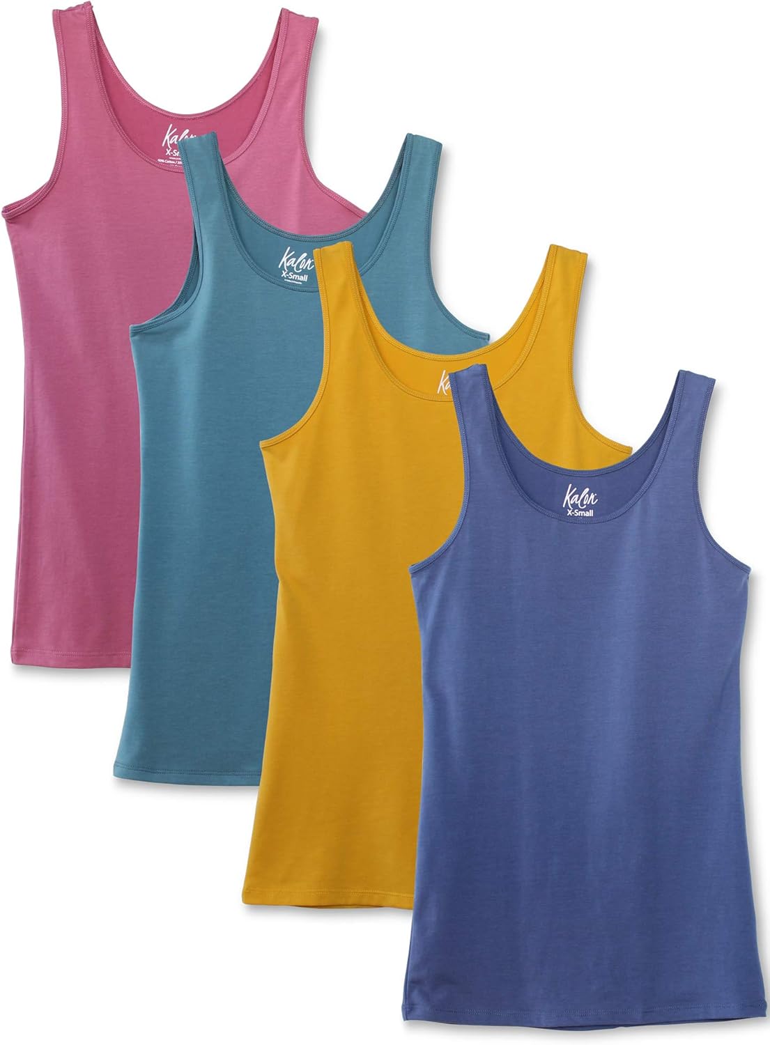 Kalon Women's 4-Pack Scoop Neck Tank Top Base Layer