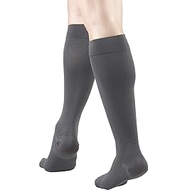 Truform 20-30 mmHg Compression Stockings for Men and Women, Knee High Length, Closed Toe, Charcoal, Medium
