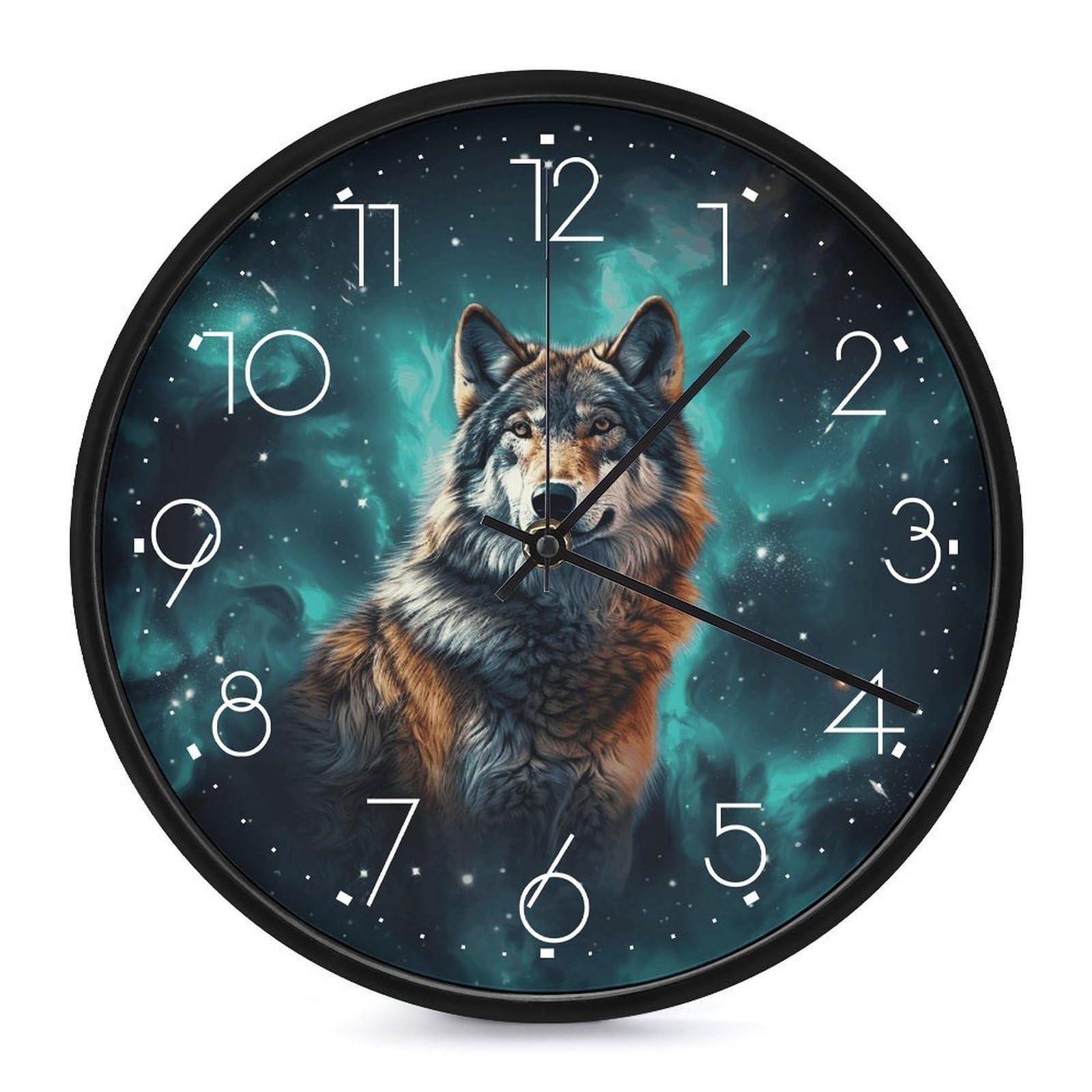 Horloge murale loup vintage ronde 25,4 cm silencieuse pour salon