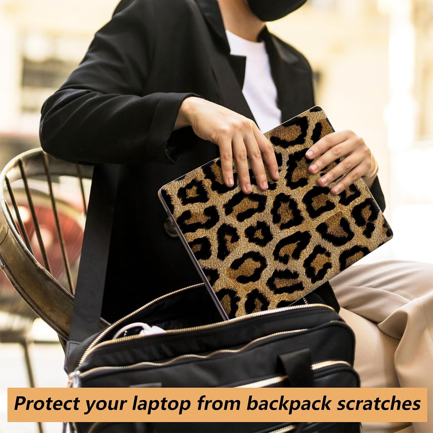12.1”-15.6” Laptop Skin Sticker (Fits 13”, 13.3”, 14”, 15”, 15.4”) | Reusable Universal Protective Vinyl Art Decal Cover | Waterproof & Scratch-Resistant |Cheetah Leopard Print Brown