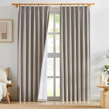 Natural Linen Pinch Pleated Blackout Curtains Room Darkening Window Curtain 92 inch Long for Living Room/Bedroom Thermal Insulated Farmhouse Drapes Back Tap Hooks 2 Panels Set Brown