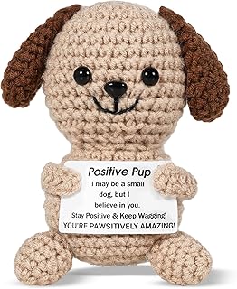 Inspirational Positive Puppy – Handmade Emotional Cheer Support Positive Funny Pup for Men Women Friends Coworkers, Birthday for Him Her (Positive Pup)