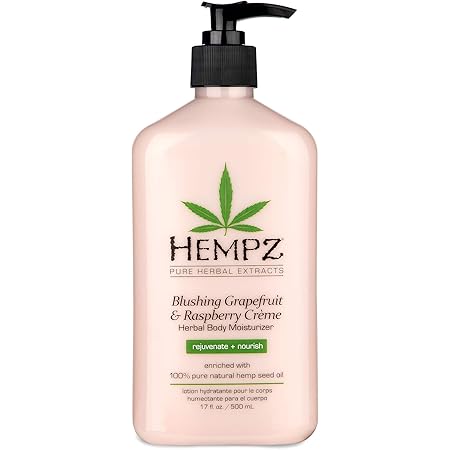 Hempz Blushing Grapefruit & Raspberry Creme Herbal Body Moisturizer Lotion - Fruit Body Cream - Pure Hempseed Oil, Shea Butter, Ginseng, Natural Extracts, Vitamins A, C, and D, Cucumber Extract