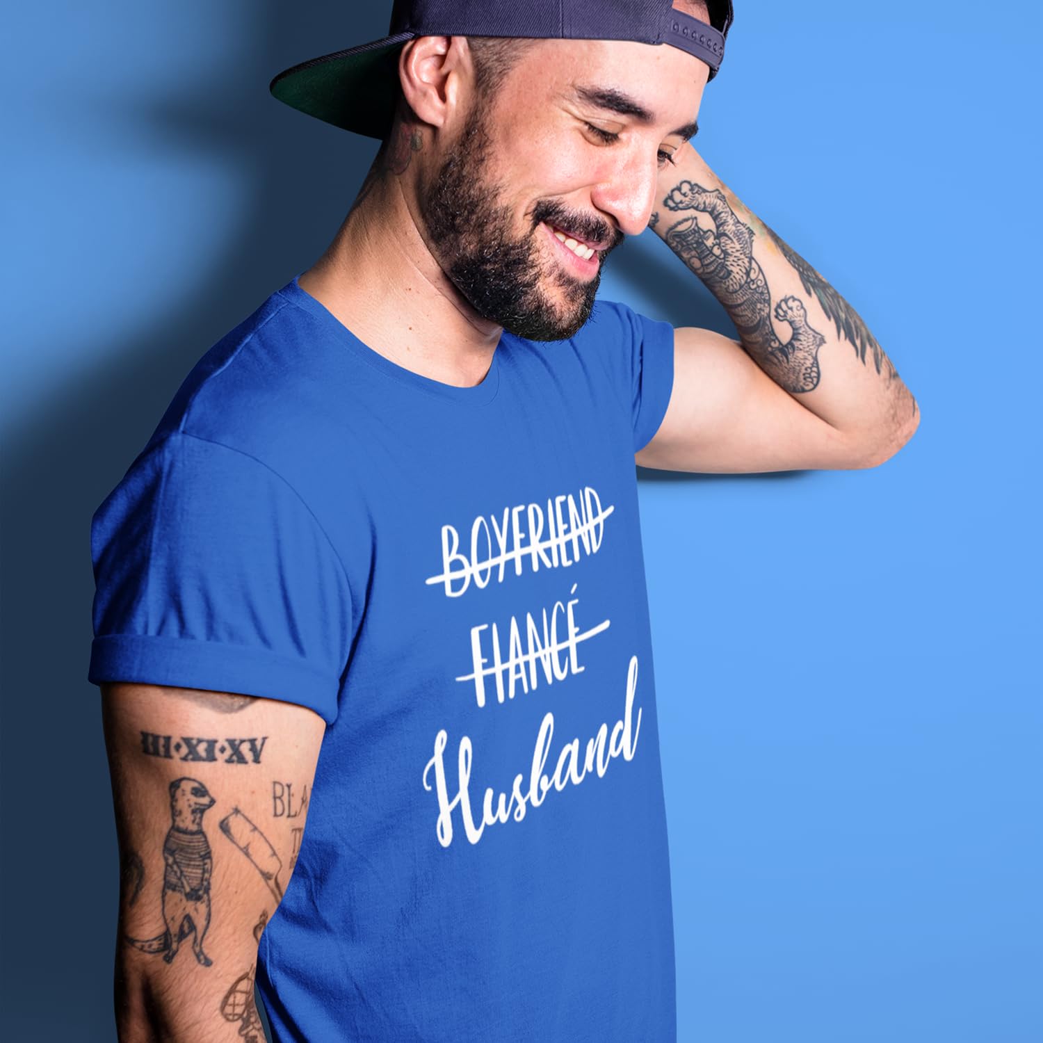 shop4ever Boyfriend Fiance Husband T-Shirt Wedding Shirts Medium Royal Blue 0