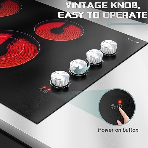 Miniatura 3 de Karinear Estufa eléctrica de 30 pulgadas, estufa eléctrica de 4 quemadores, control de perilla de 30 pulgadas, placa de cerámica radiante integrada,