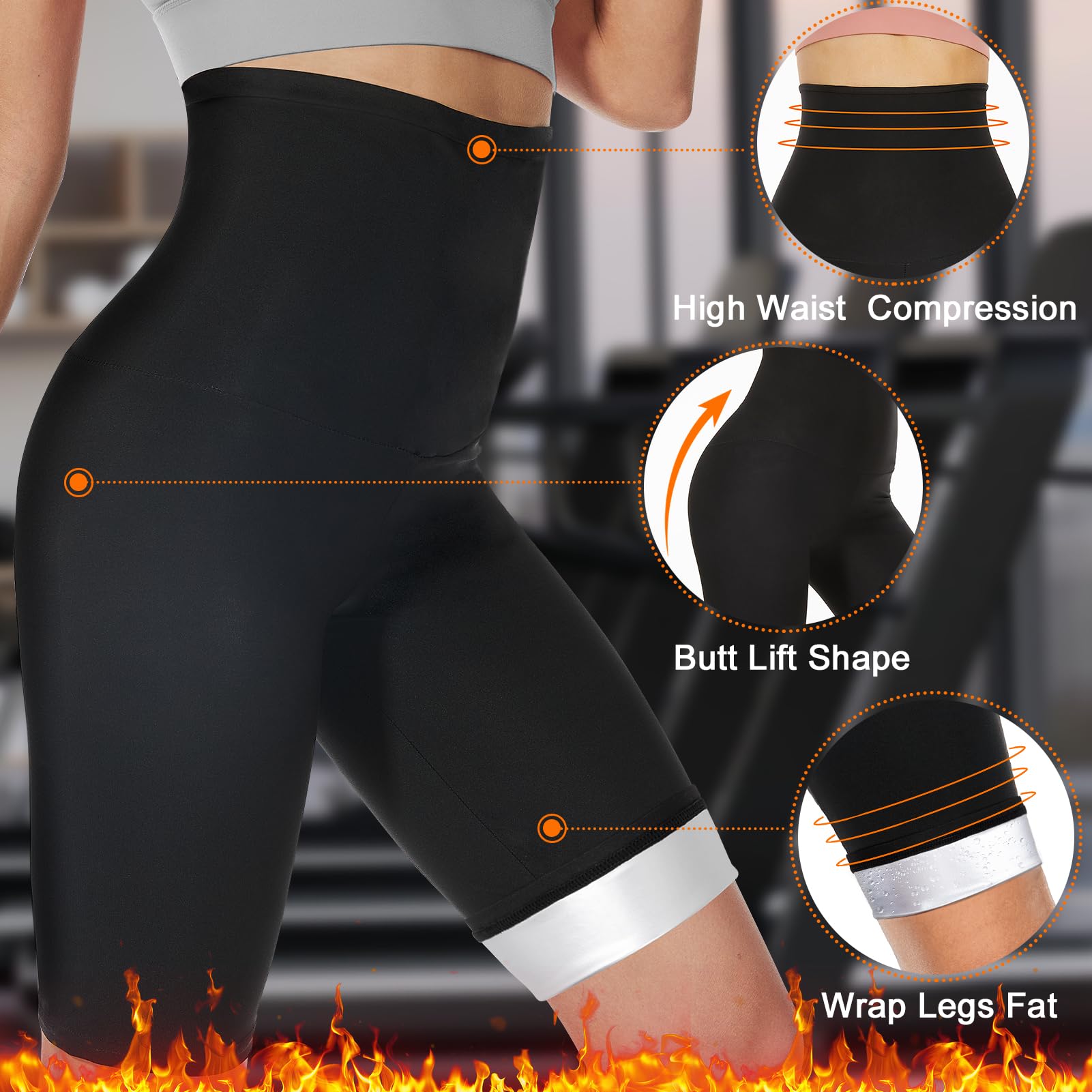 Kiiwah Damskie spodnie do sauny, spodnie do sauny, spodnie do sauny, szorty do sauny, spodnie sportowe, wysoka talia, spodnie do joggingu, na siłownię, jogę, fitness