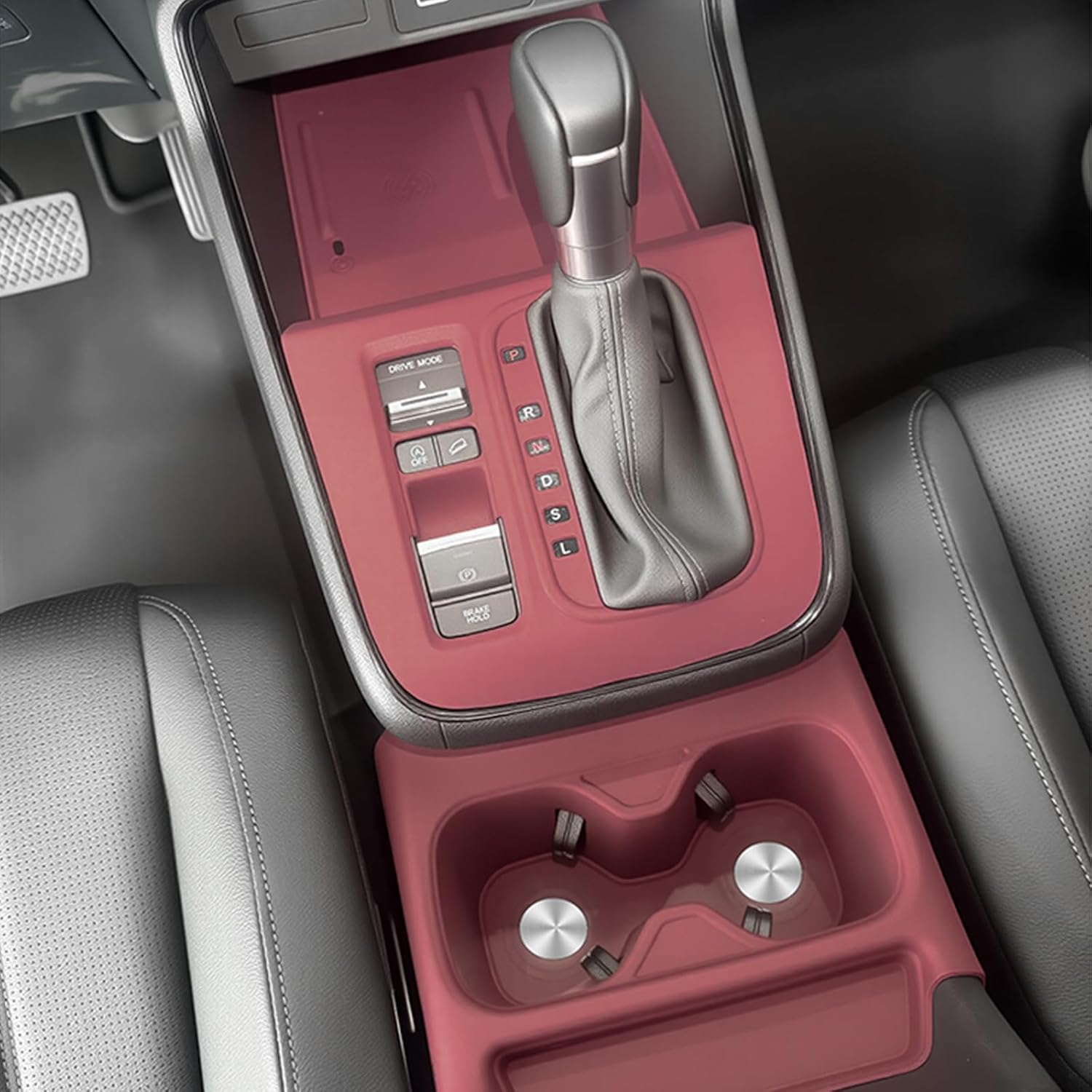 Silicone Gear Shift Panel Trim Cover for 2025 2026 Honda CRV Accessories Anti-Scratch Center Console Water Cup Holder Wireless Charging Protector Pad with CR-V 2023 2024(Not for Hybrid)-Red
