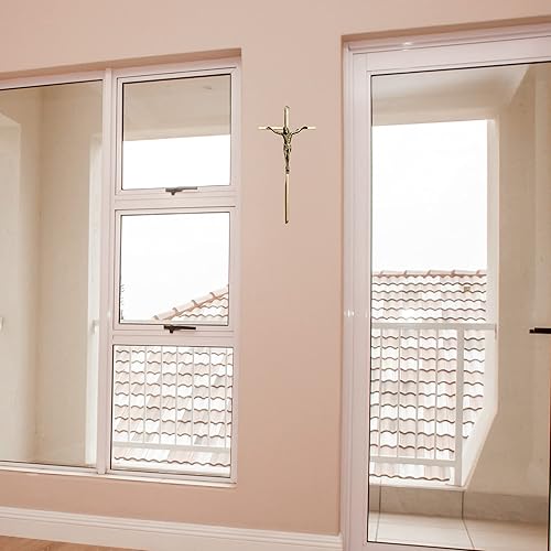 Miniatura 5 de Needzo Crucifijo dorado colgante de pared, decoración de estilo antiguo para hogares o iglesias, 10 pulgadas