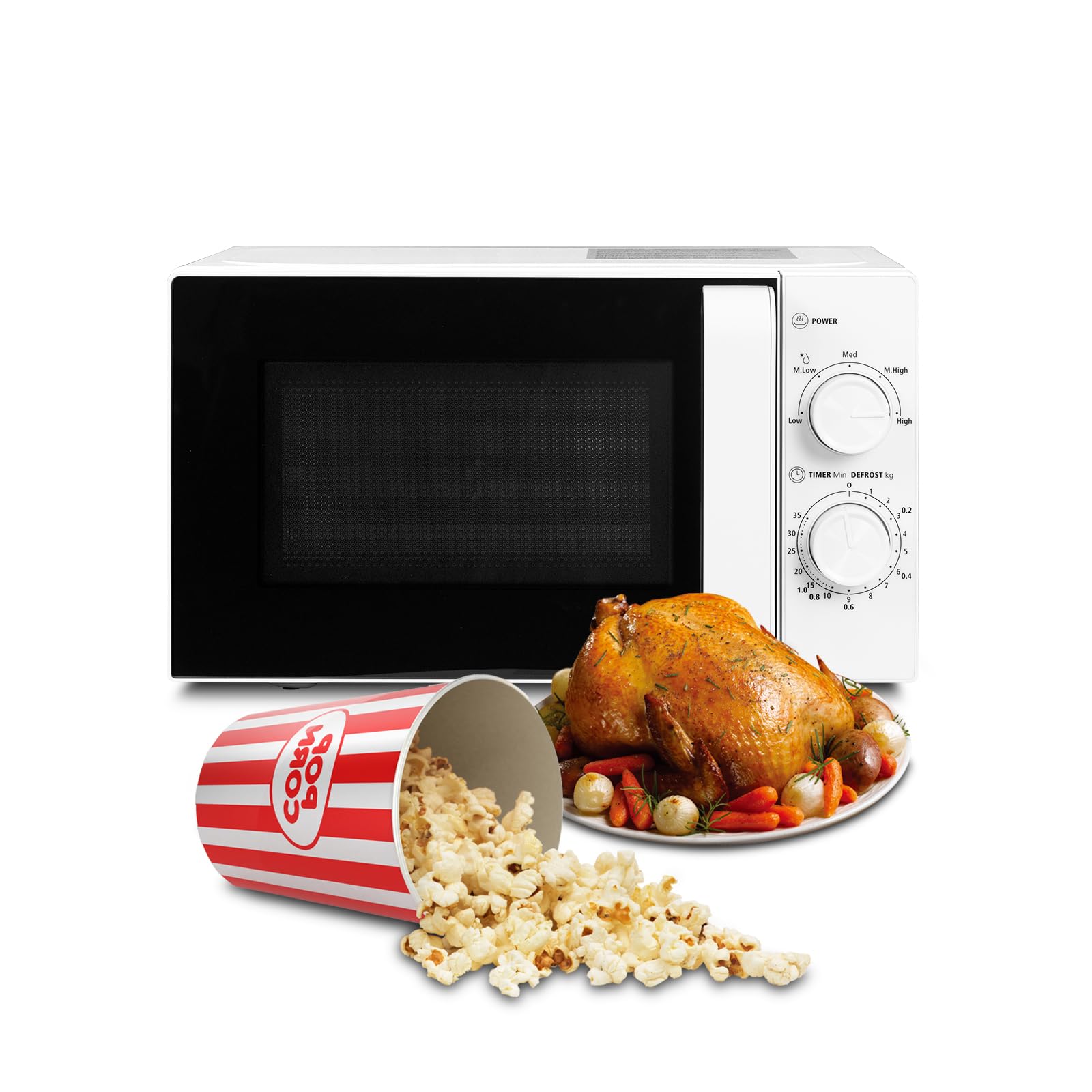 SMETA Mini Microwave 700W Small Solo Microwave oven 20 Litre Simple Manual Control easy to use for the elderly,compact countertop microwave with 5 Power Levels,Quick Cooking,Easy To Clean,White — image 1