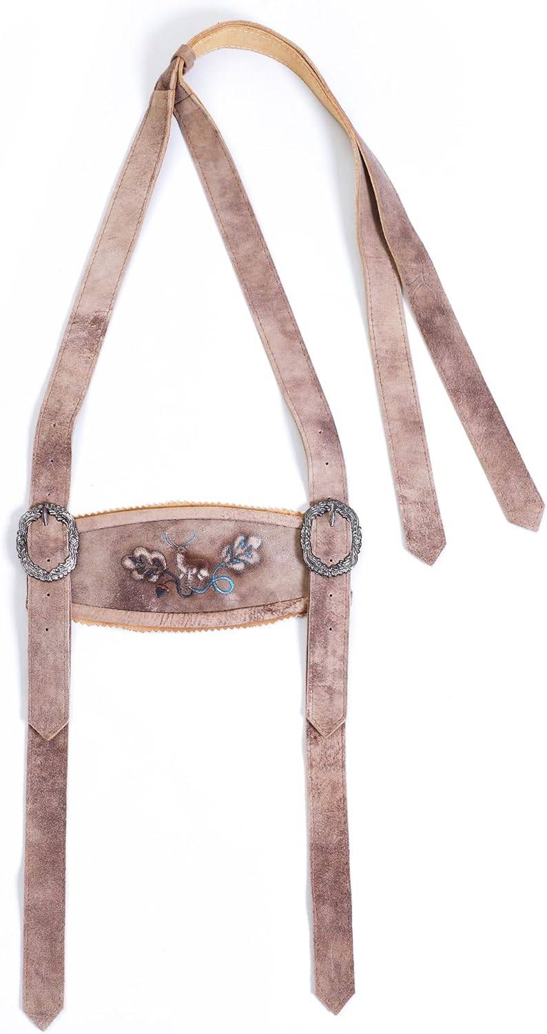 Bavarian Suspenders for men | Authentic Lederhosen suspenders with buckles for Oktoberfest Costume