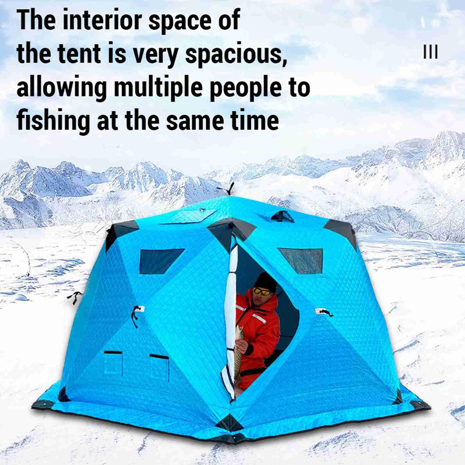 Tente de pêche sur glace design squelette épais double porte double trous de ventilation