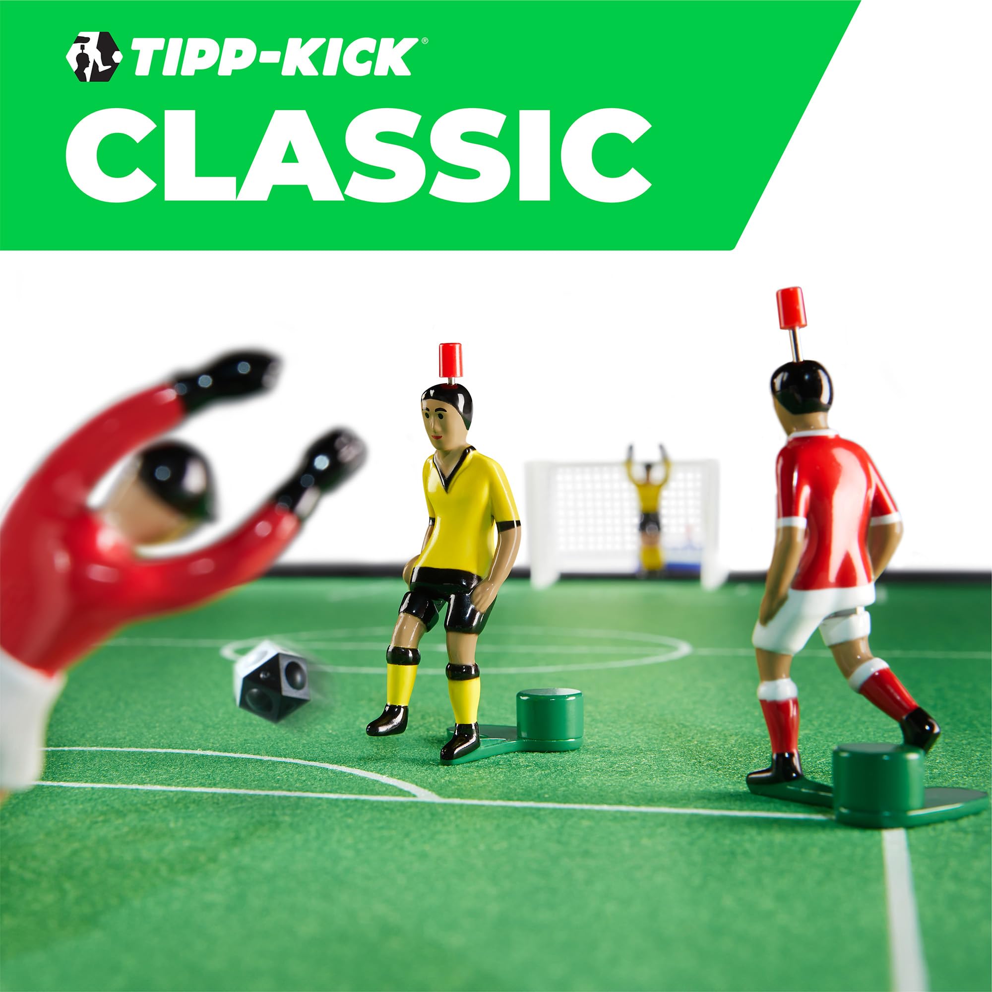 Tip-Kick Classic 78,5 x 47,5 cm – gotowy do gry zestaw tip-kick z 2 graczami Tip-Kick, 2 x bramkarz TIPP-KICK, 2 x plastyktor Tip-Kick, 2 x piłka TIPP-KICK z filcu