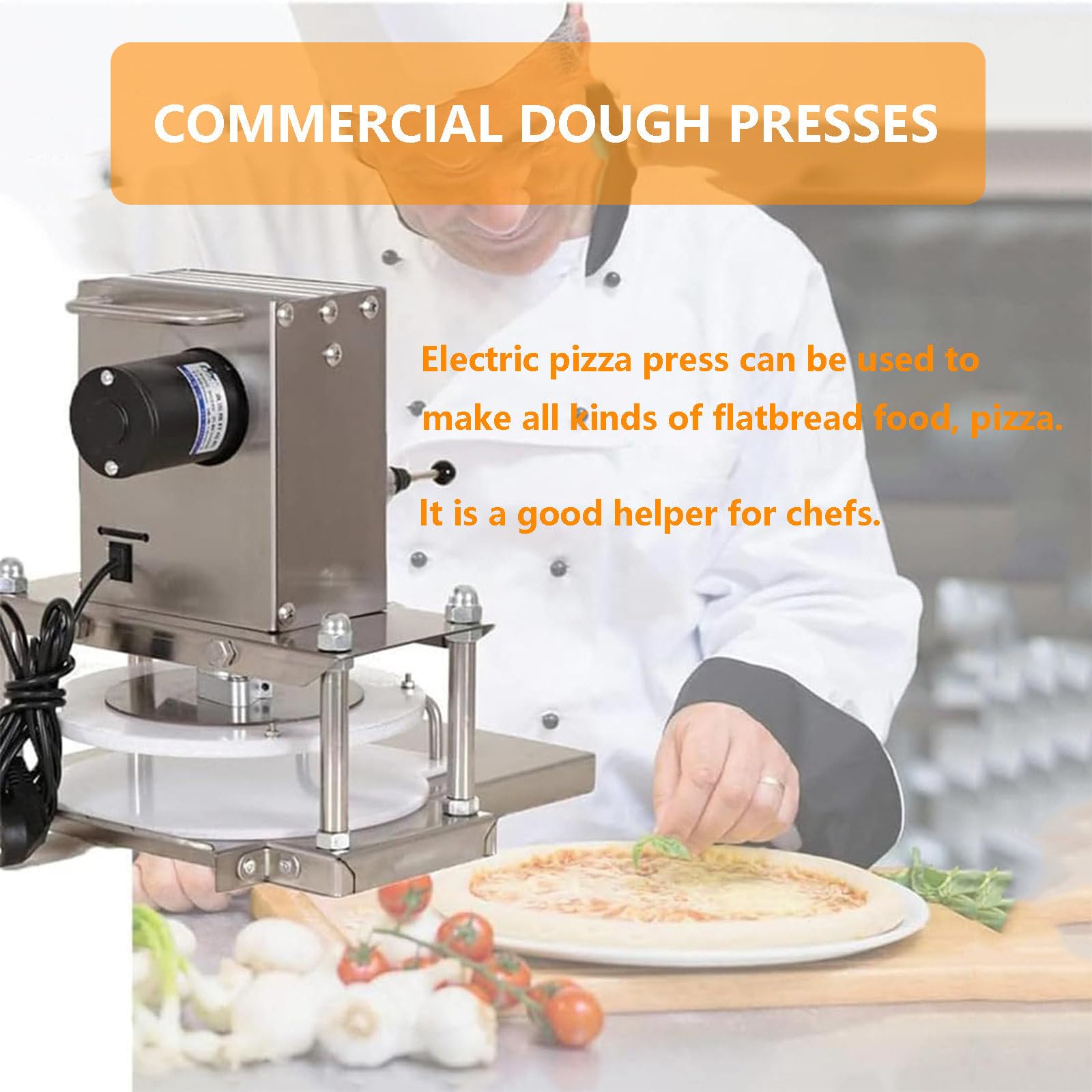 UMJIGF Electric Pizza Dough Press Machine 2000w Commercial Electric Rolling Pin Pizza Forming Machine Pizza Paste Making Tool for Pressing Pizza Pancakes,25cm,25cm