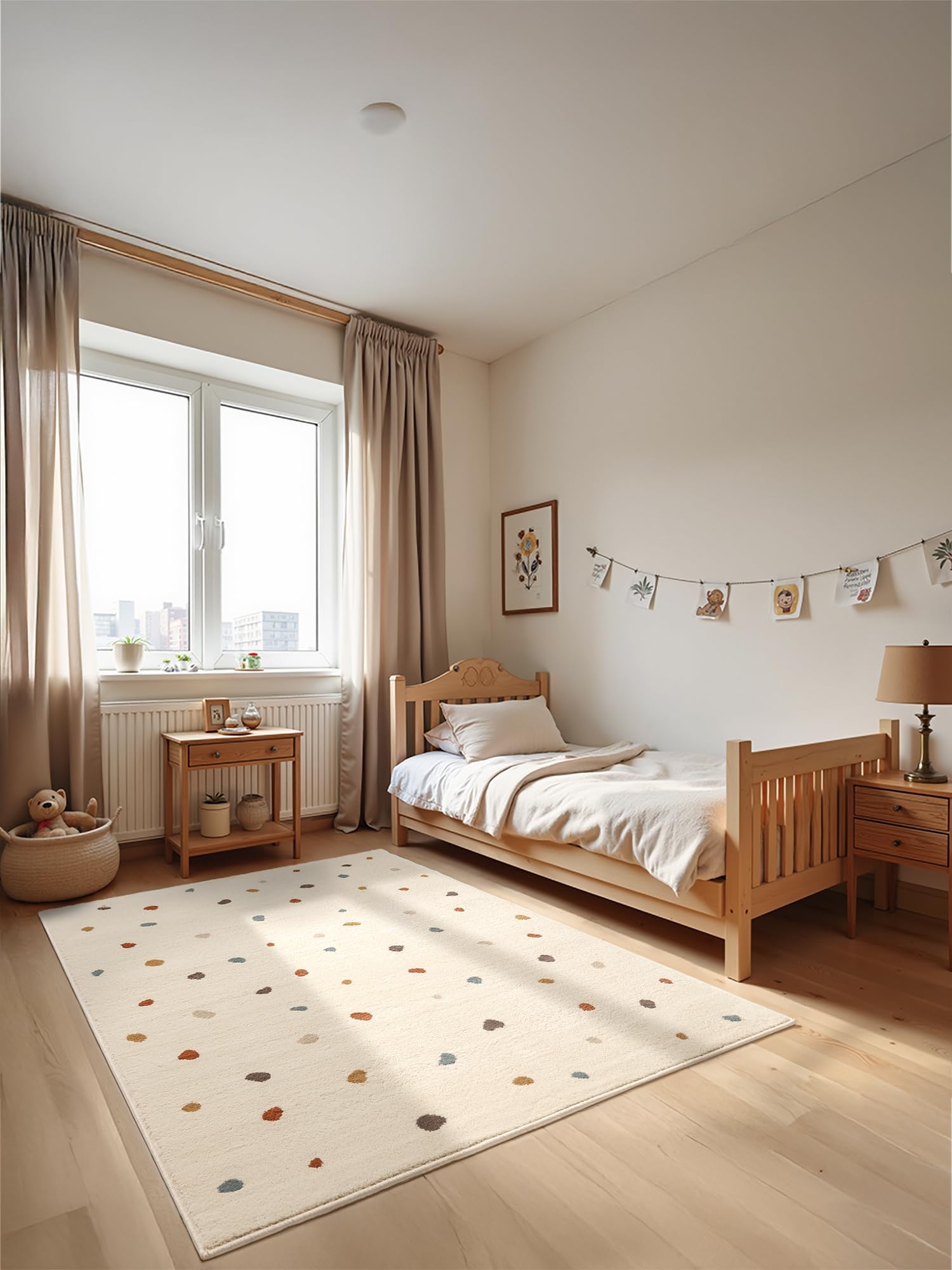 Hanse Home Adventures Tapis pour Enfant – Tapis de Jeu à confettis à Pois, Design Moderne, Tapis de Jeu, Tapis d'éveil pour garçon et Fille, pour Chambre d'enfant, Chambre d'adolescent, Salon – Crème