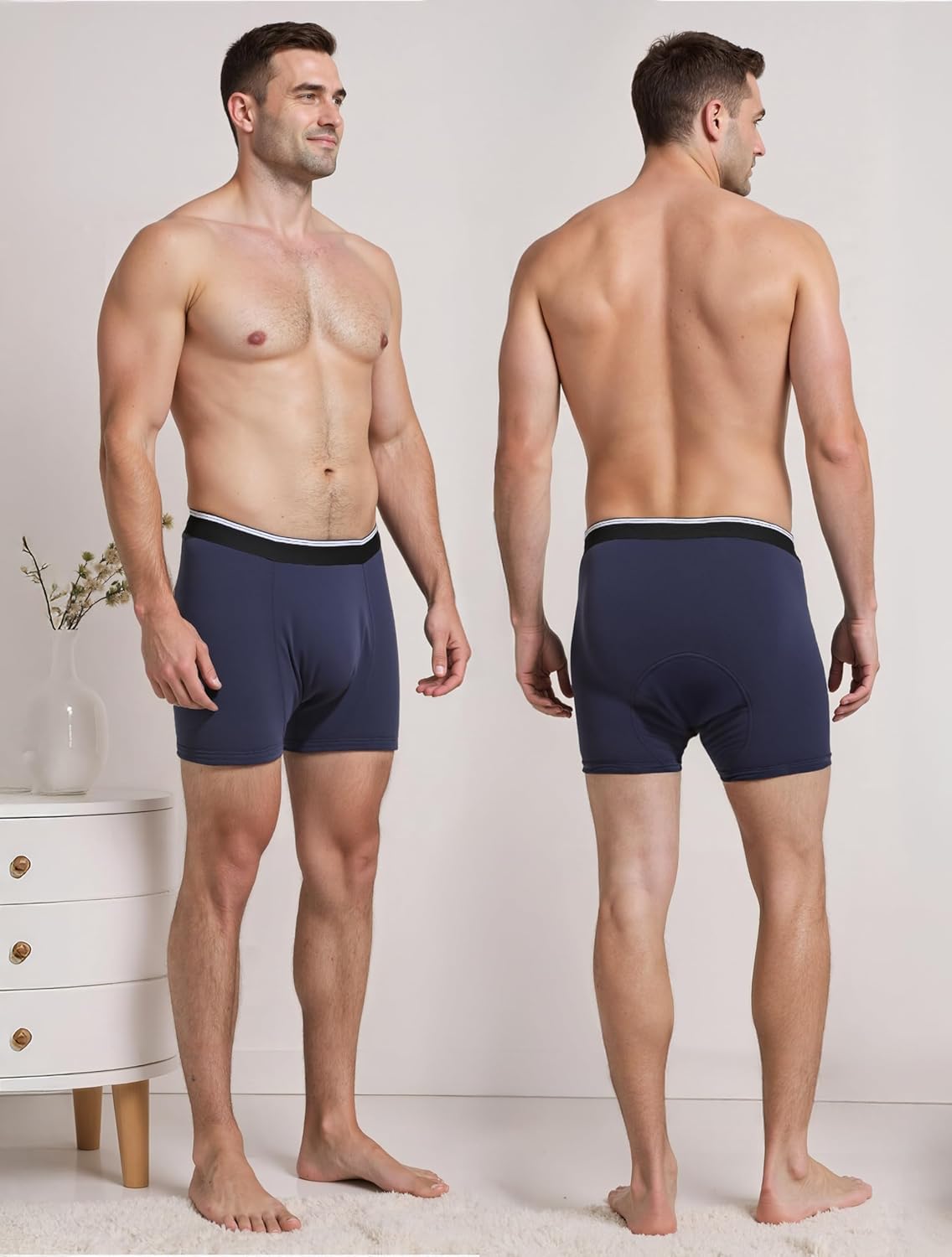 TIICHOO Incontinence Underwear for Men Washable Leakproof Boxer Briefs for Bowel Leakage Cotton Absorbent Underwear 5 Pack - Image 2
