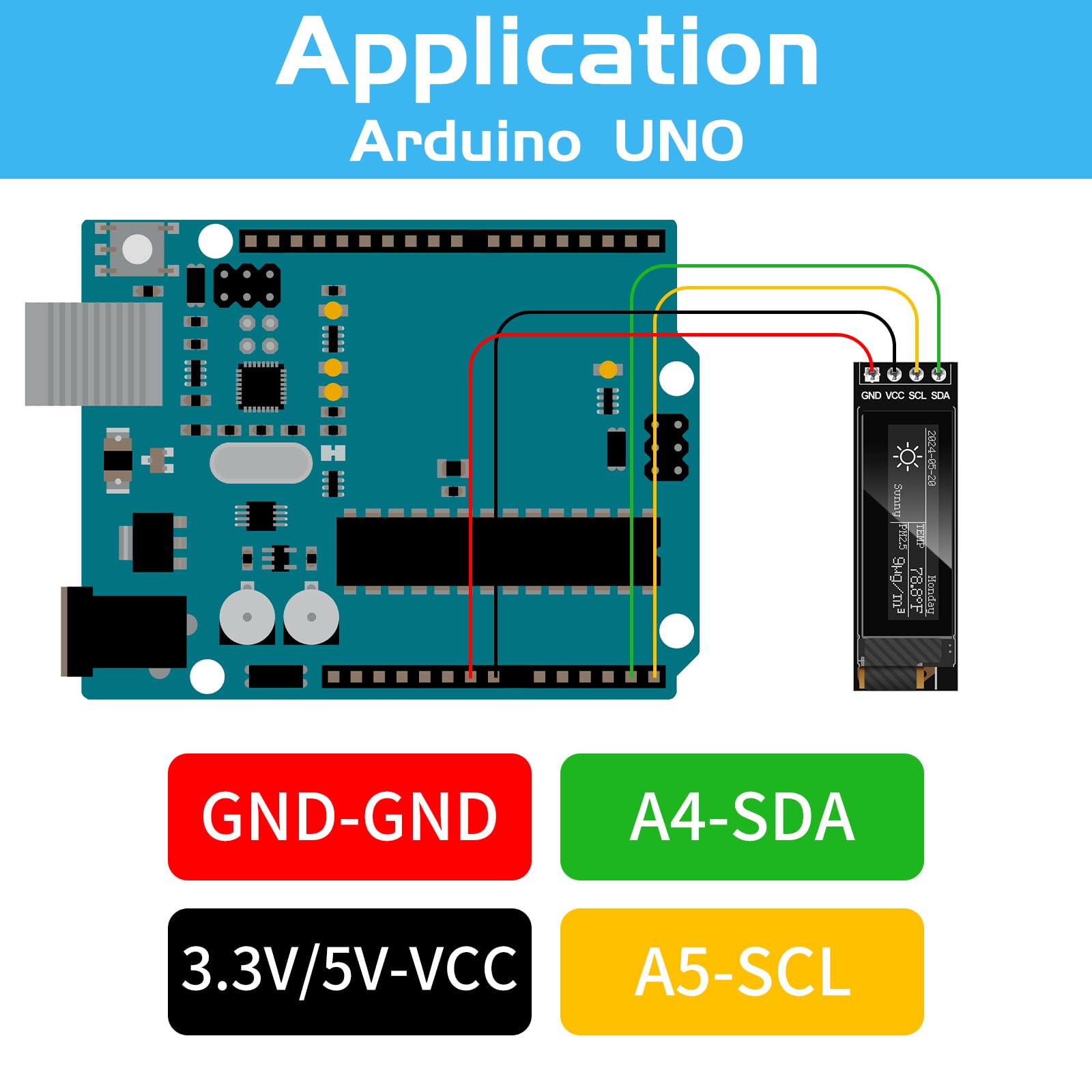 Lot de 5 modules d'affichage OLED I2C 0,91" 128 x 32 pixels IIC Arduino pour Arduino/Raspberry Pi/ESP32