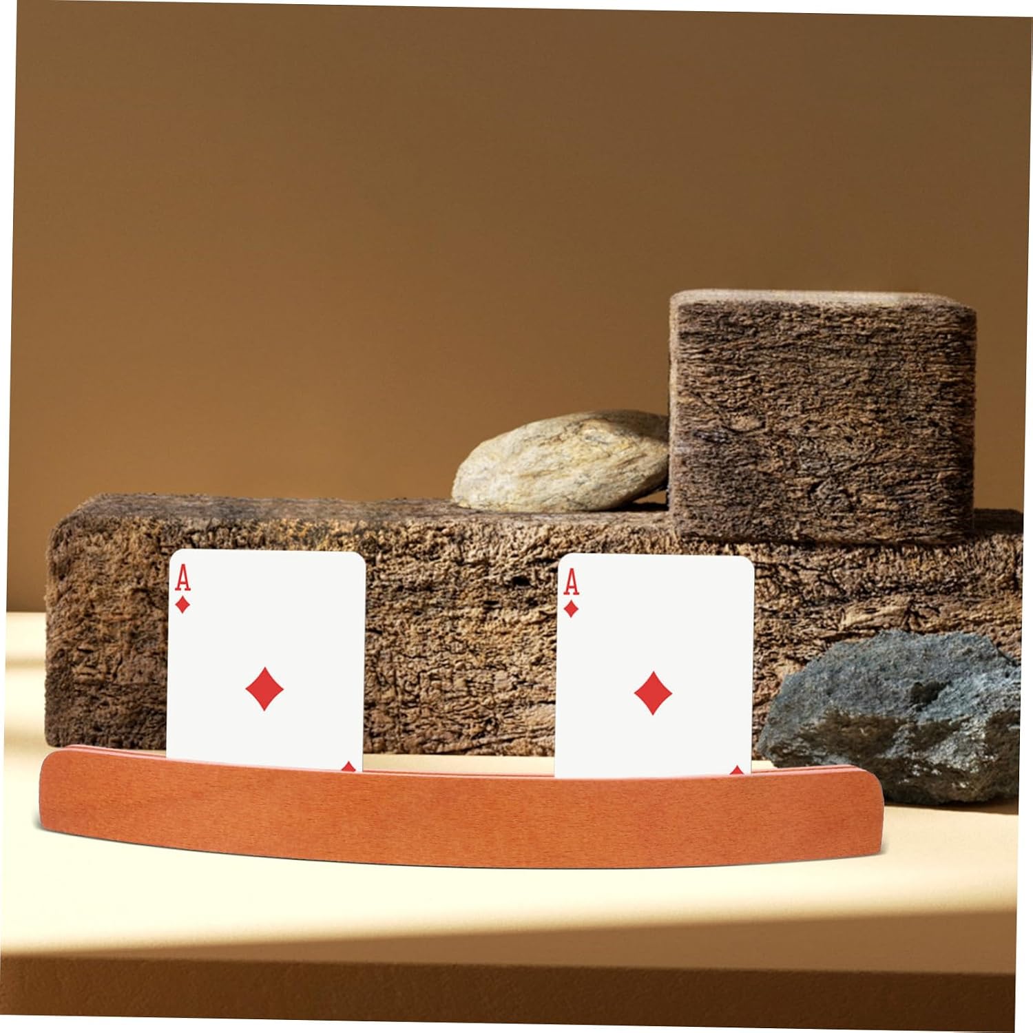 MAGICLULU Wooden Playing Card Holder Rack Non-Slip Base Card Stand for Game Accessories for Poker Bridge Canasta for Family and Friends Gatherings