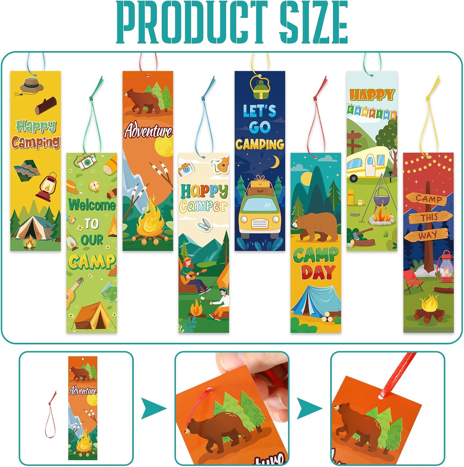 Eaasty 96 Pcs Camping Party Favors Set 48 Various Camping Theme Pencils 24 Mini Spiral Notebooks and 24 Camp Adventure Bookmarks for Summer Adventure Birthday Party Gifts