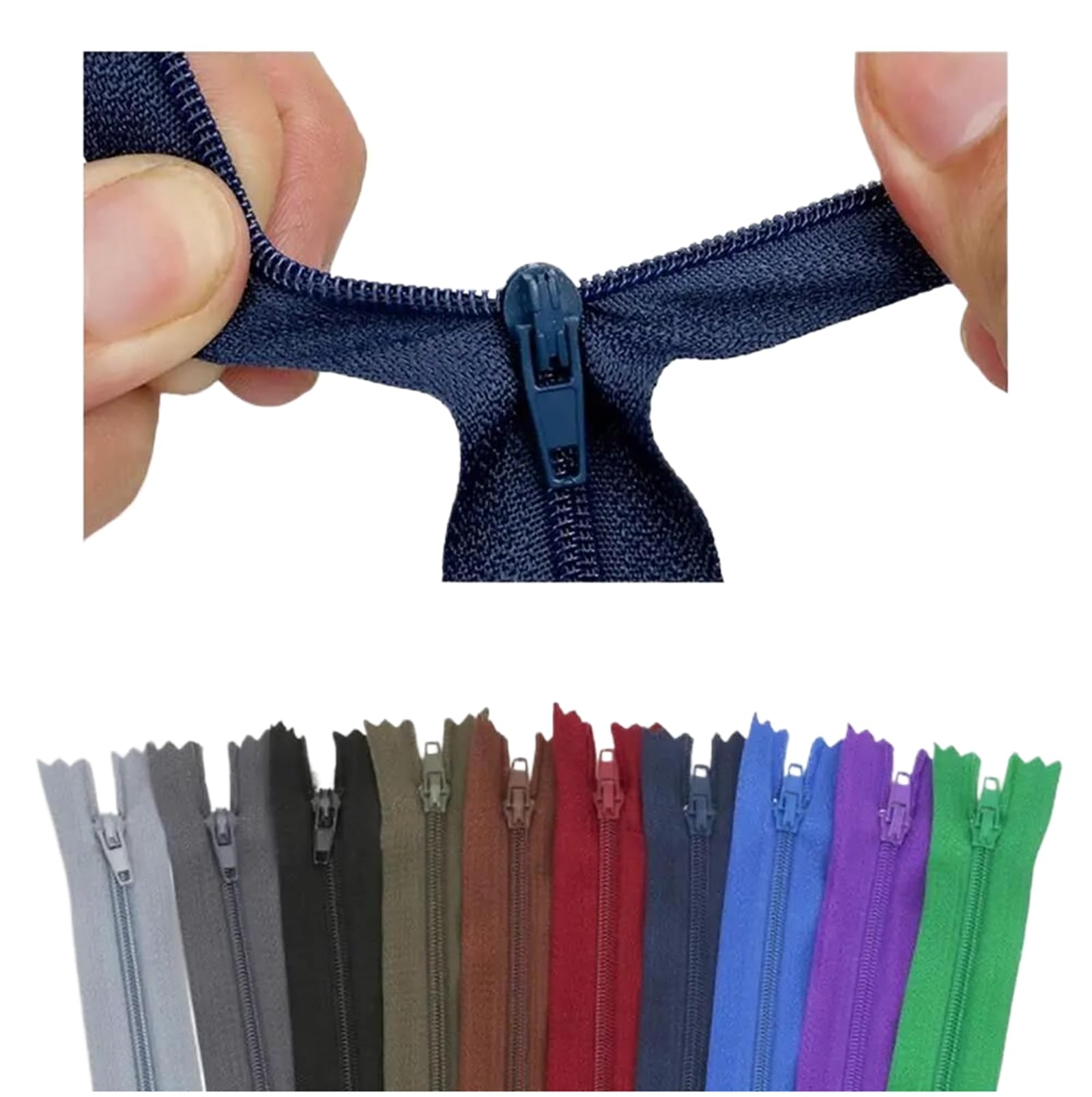 Cremallera,Cremallera metálica, 10 Piezas/Paquete de 20 cm de Longitud, Cremalleras de Nailon en Espiral for Costura de Prendas a Medida, Accesorios de Bricolaje for Manualidades, 20 cm