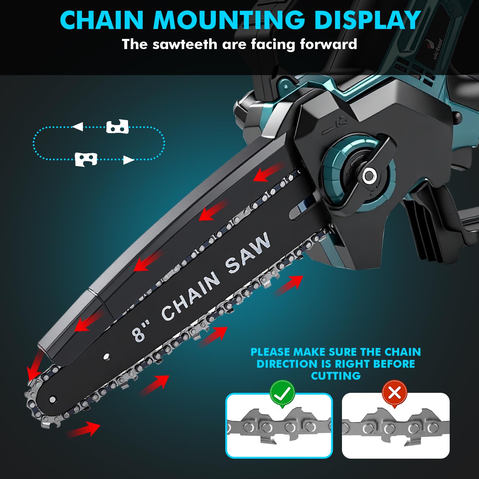 8-calowa piła łańcuchowa do akumulatora Makita 18 V, automatyczna olejarka, bezszczotkowa elektryczna piła do gałęzi, mini piła łańcuchowa do cięcia drewna, sekator do gałęzi, cięcia drewna