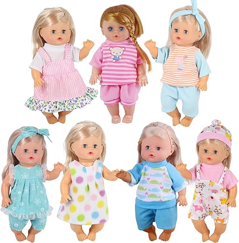 Miniatura 2 de Paquete de 7 para muñecas americanas de 11 a 12 pulgadas, ropa de muñeca de bebé, disfraces, trajes de princesa, cumpleaños, envoltura de regalo de