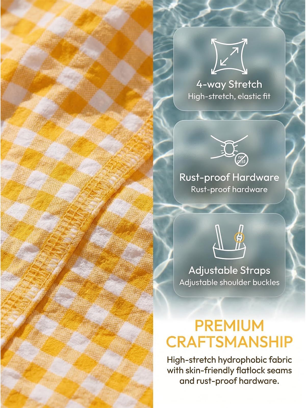 CUPSHE Maillot de bain deux pièces pour femme avec col en V et cordon de serrage | Maillot de bain, bonnets souples amovibles, crochet arrière, couverture complète, taille moyenne, vacances à la plage