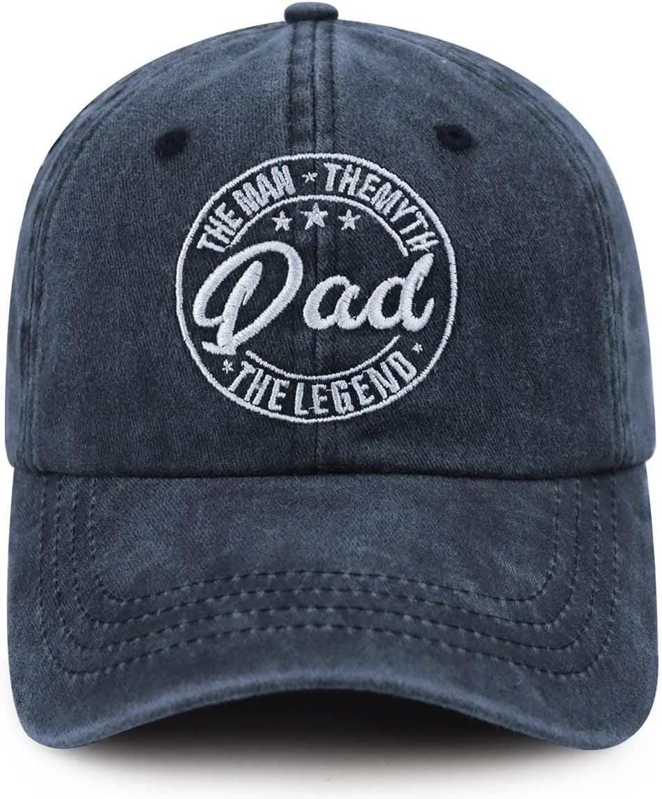 Dad The Man The Myth The Legend Hat for Men, Funny Adjustable Cotton Leather Patch Papa Baseball Cap
