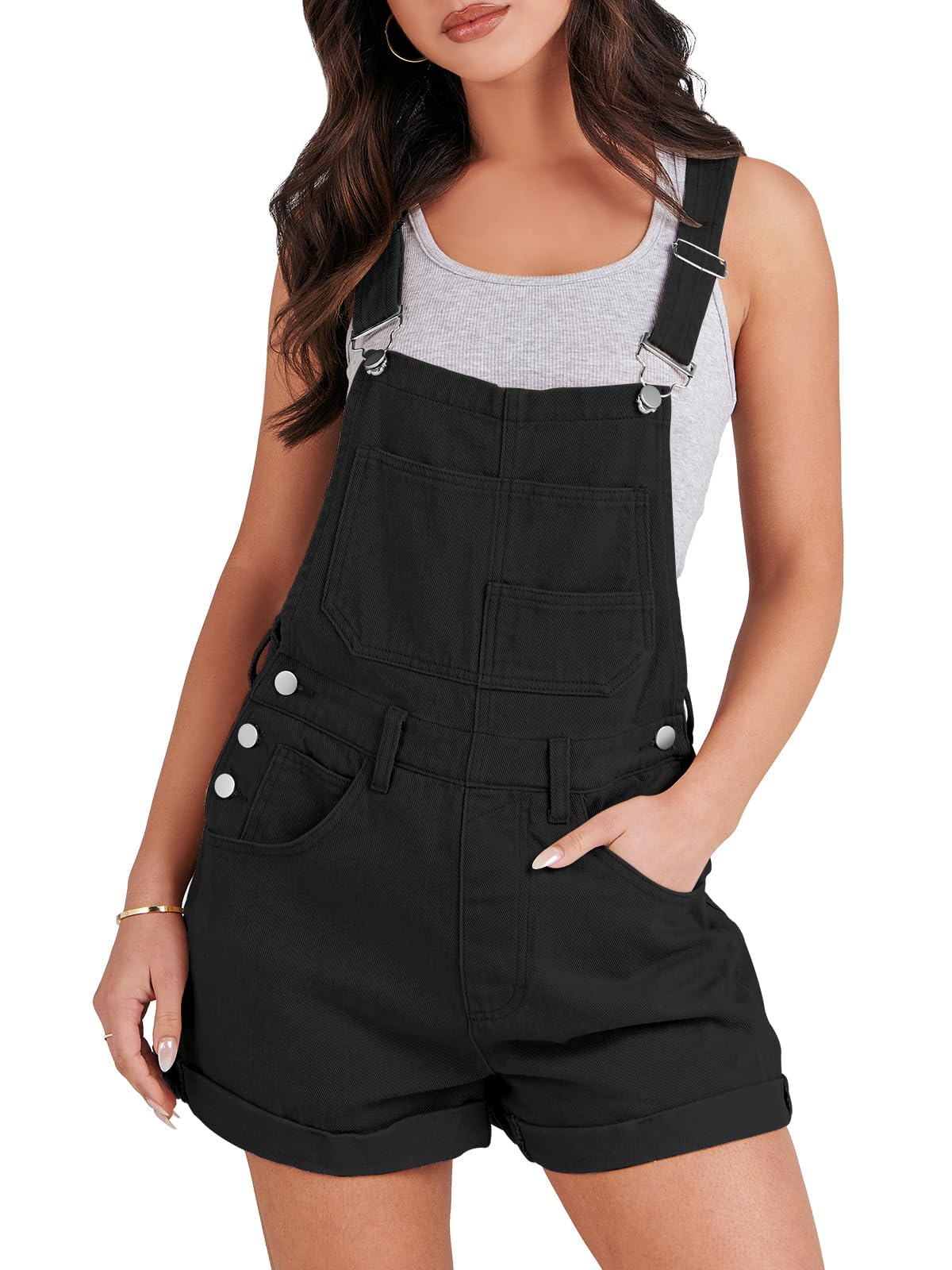 ANRABESS Overalls for Women 2025 Summer Casual Loose Fit Adjustable Shorts Denim Overall Rompers Bib Jeans Shortalls