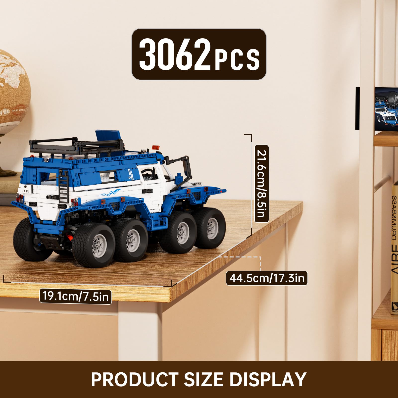 Mould King 13089 Ferngesteuert Geländewagen SUV Klemmbausteine Avtoro Shaman 8×8 Geländefahrzeuge Offroad Bausteine mit Motor Kompatibel mit Andere Marke(3062 Teile)