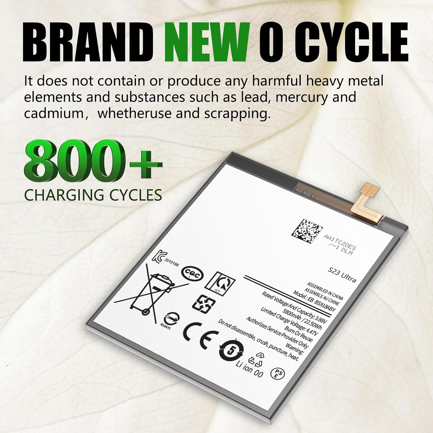 [5800mAh] Galaxy S23 Ultra Battery, 𝗨𝗽𝗴𝗿𝗮𝗱𝗲𝗱 EB-BS918ABY Replacement Battery for S23 Ultra SM-S918U SM-S918U1 SM-S918B with Repair Tool Kits