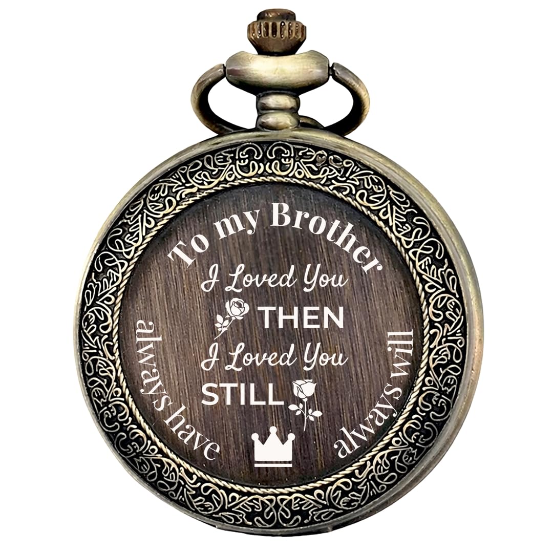 Vintage Pocket Watch Gift for Brother | Engraved with to My Brother I Loved You Then, I Love You Still | Antique Style Pendant Watch | Emotional Gift for Brother Birthday, Rakhi-image-16