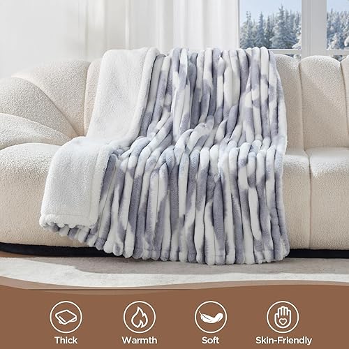 Miniatura 3 de Westinghouse Manta eléctrica tamaño matrimonial, manta térmica de lujo de piel sintética y sherpa súper acogedora con 10 niveles de calefacción y