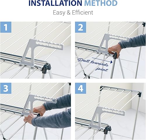 Miniatura 3 de W-Rack - Estante de secado de ropa para ropa  Estante plegable para ropa interior y exterior  Soporte para secadora de ropa de lavandería de acero