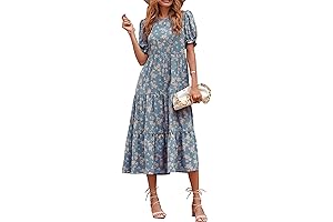 Women's Elegant Boho Floral Print Ruffle Dress: Embracing Natural Life