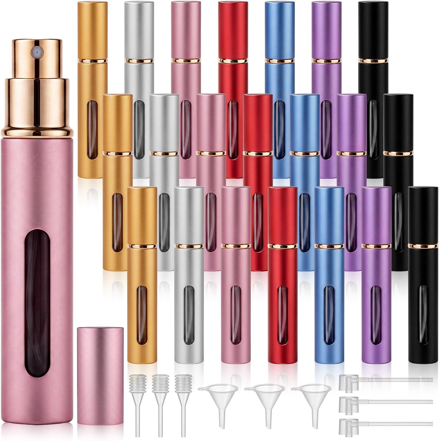 21 Pack 5ml Travel Perfume Bottle Refillable Empty Perfume Atomizer Portable Spray Bottles with Visible Window Mini Cologne Dispenser Set for Men Women for Travel, Gift & Daily Use
