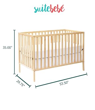 Suite Bebe Palmer 3 in 1 Convertible Baby Crib, Natural
