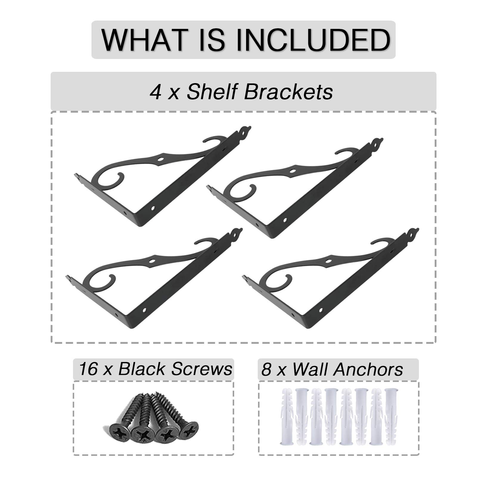 Buy Ouvin Decorative Wall Brackets 4 Pack Retro Black White Heavy Duty