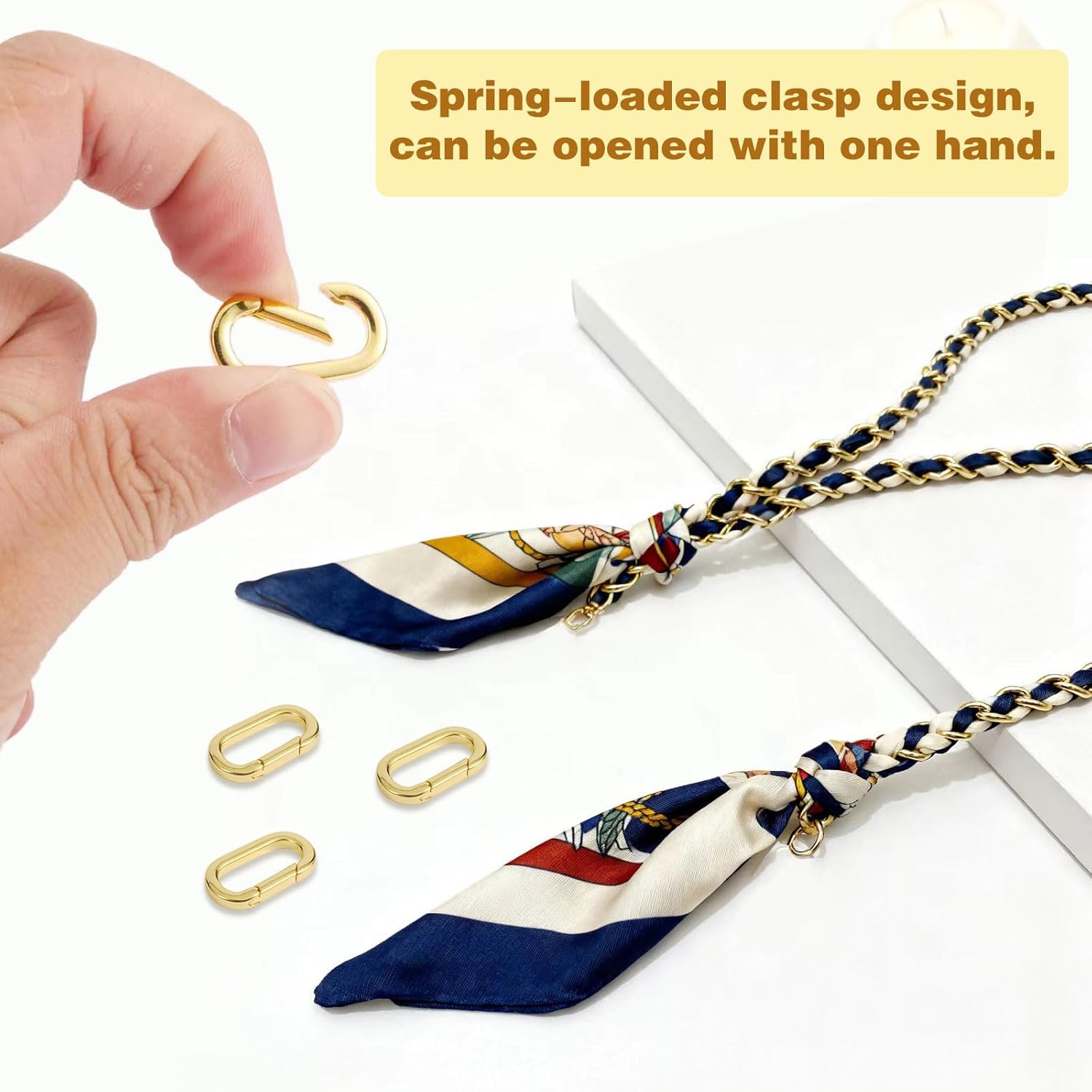 18K Gold Filled Jewelry Clasps Oval Spring Clip Carabiner Necklace Bracelet Shortener Connector for DIY Crafts (22mm-12 pcs) - Image 5