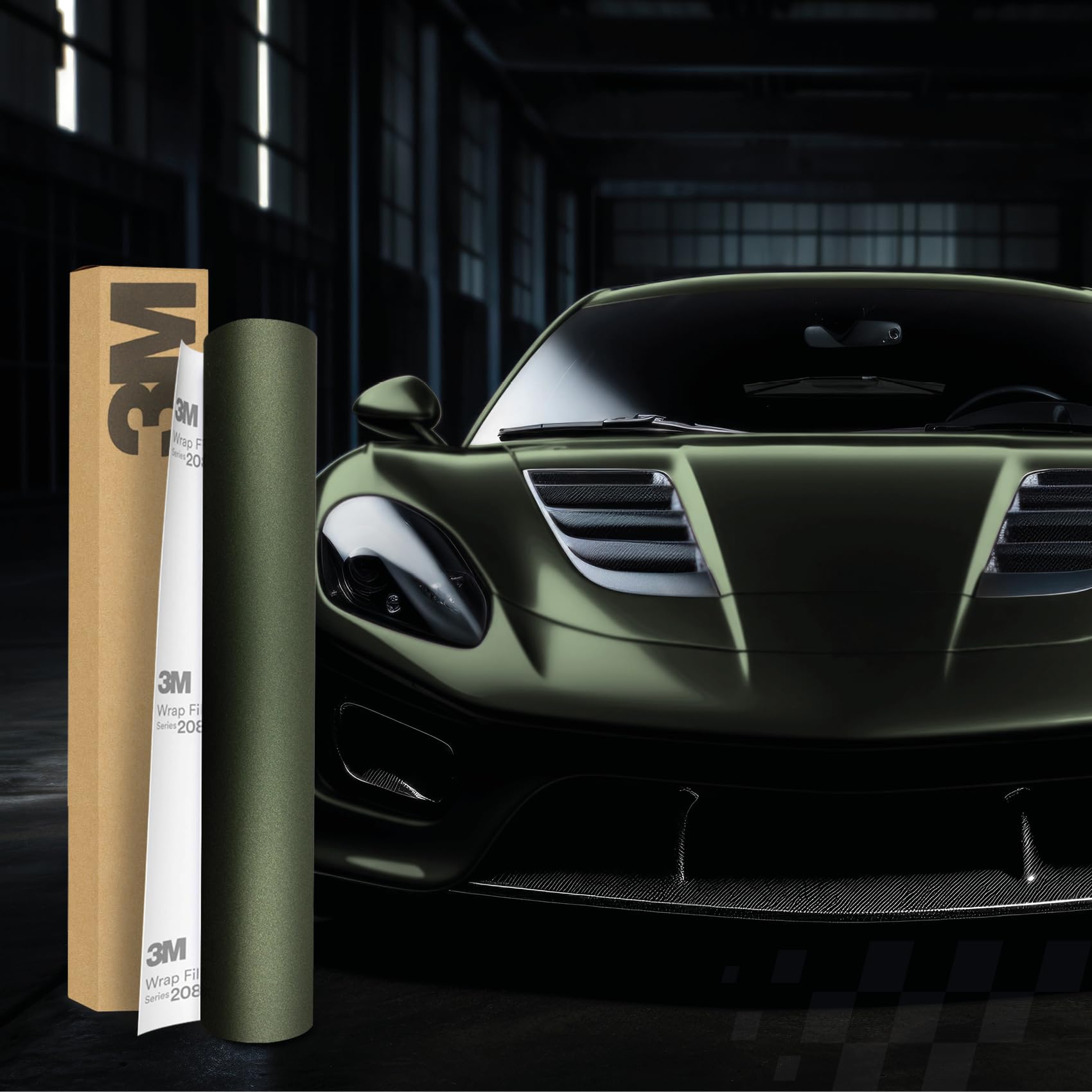 Finest Folia 3M 2080 Pellicola adesiva per rivestimento auto, moto e barche pellicola protettiva 3D con canali d'aria per il rivestimento (M206 Matte Pine Green Metallic, 50 x 152 cm)