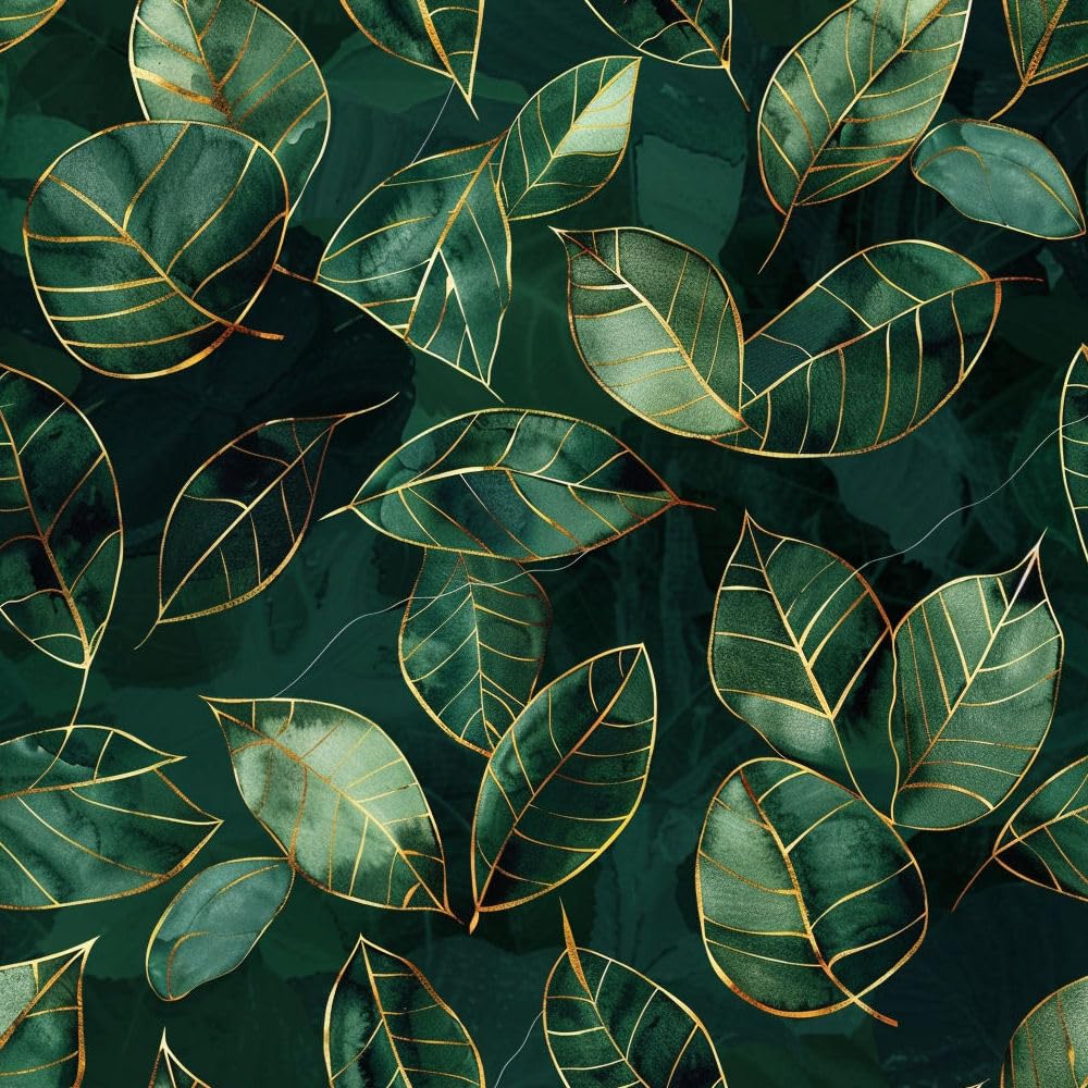Jiaoqss J Peel And Stick Wallpaper Watercolor Dark Green Eucalyptus Leaves With Gold Self Adhesive Wallpaper Vinyl Renter Friendly Wallpaper Stick On Wallpaper Waterproof Diy Furniture Sticker For Bedroom Livi
